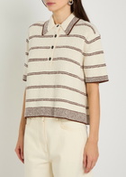 Rohe Striped Towelling Cotton-blend Polo top Beige