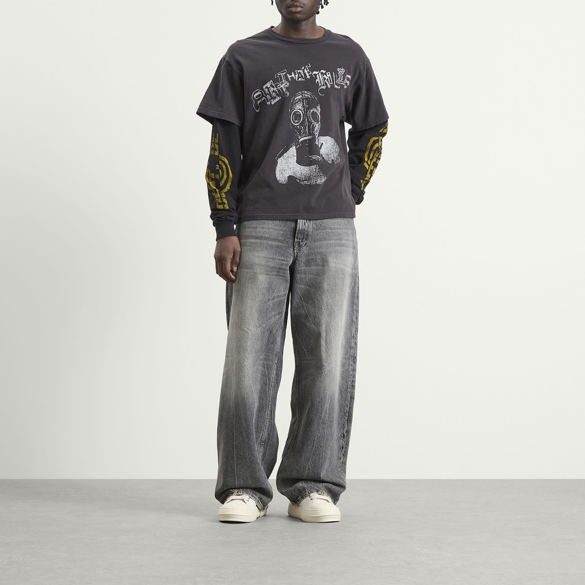 Gallery Dept Men's . Noise Layered T-Shirt in Black/Black