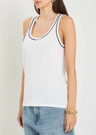 Frame The Ringer Pipe-trim Cotton Tank top White