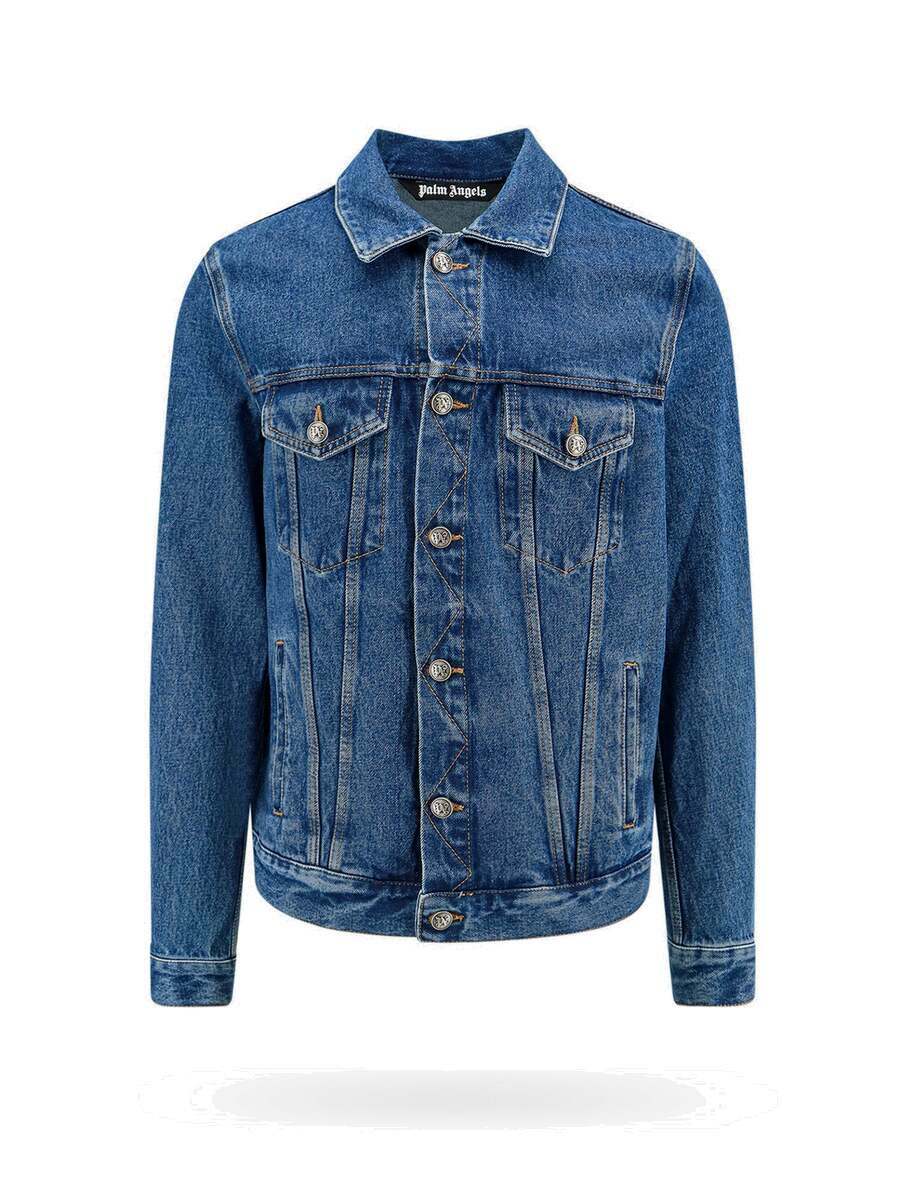 Palm Angels Jacket Blue Mens Palm Angels