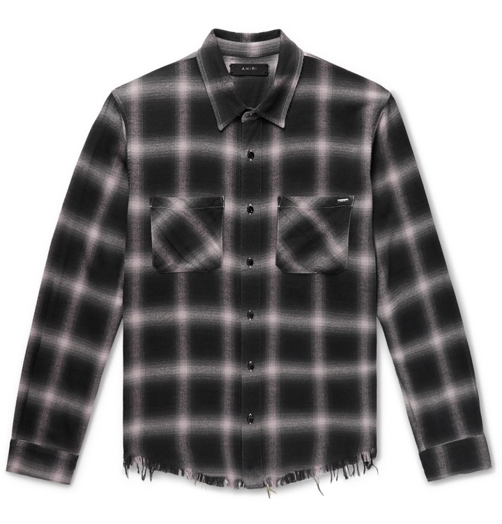 Photo: AMIRI - Checked Cotton-Flannel Shirt - Gray