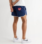 Human Made - Logo-Embroidered Printed Cotton-Twill Drawstring Shorts - Blue