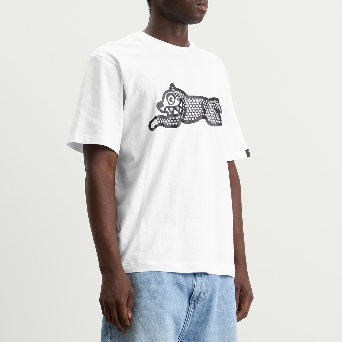 ICECREAM Men's Glitter Running Dog T-Shirt in White