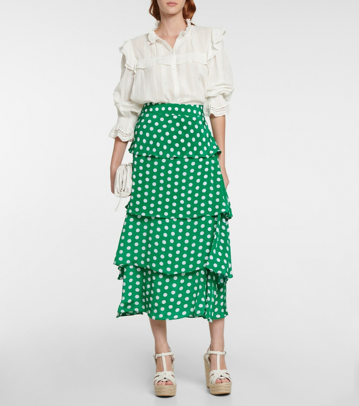 Alexandra Miro Frieda tiered polka-dot chiffon skirt Alexandra Miro
