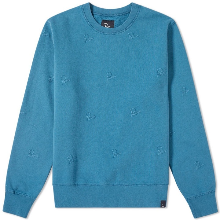Photo: By Parra All Over Signature Crew Sweat Overdyed Mallard Green
