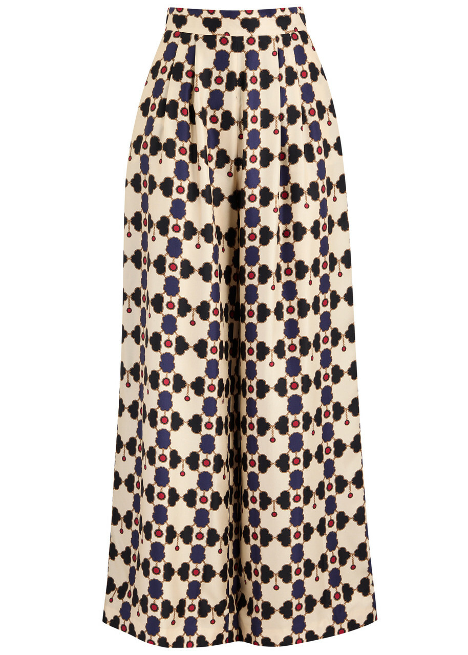 Borgo DE Nor Melia Printed Silk-satin Trousers Multicoloured
