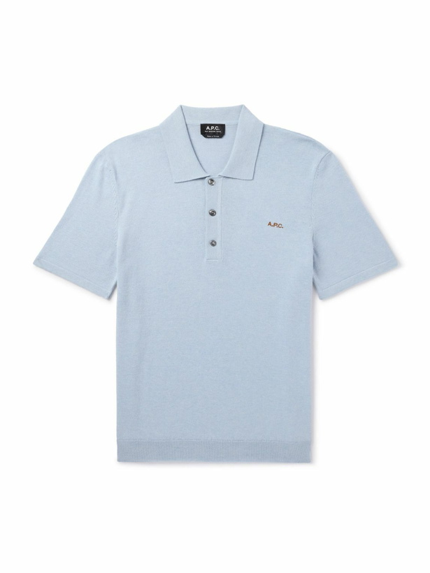 Photo: A.P.C. - Ollie Logo-Embroidered Cotton Polo Shirt - Blue
