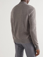 Brioni - Waffle-Knit Cashmere and Silk-Blend Zip-Up Cardigan - Gray