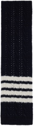 Thom Browne Navy 4-Bar Scarf