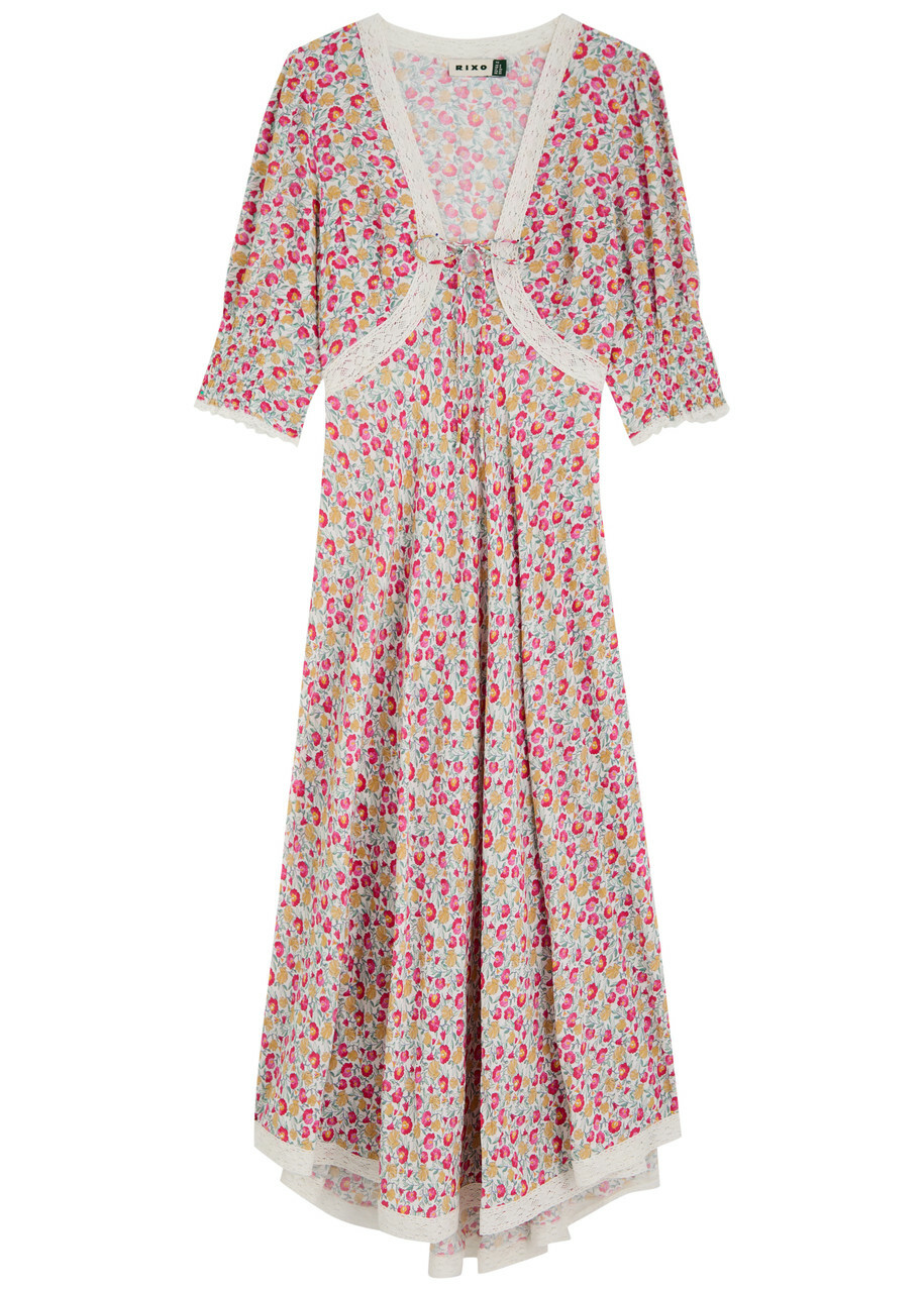 Rixo Amina lace-trimmed midi dress Rixo