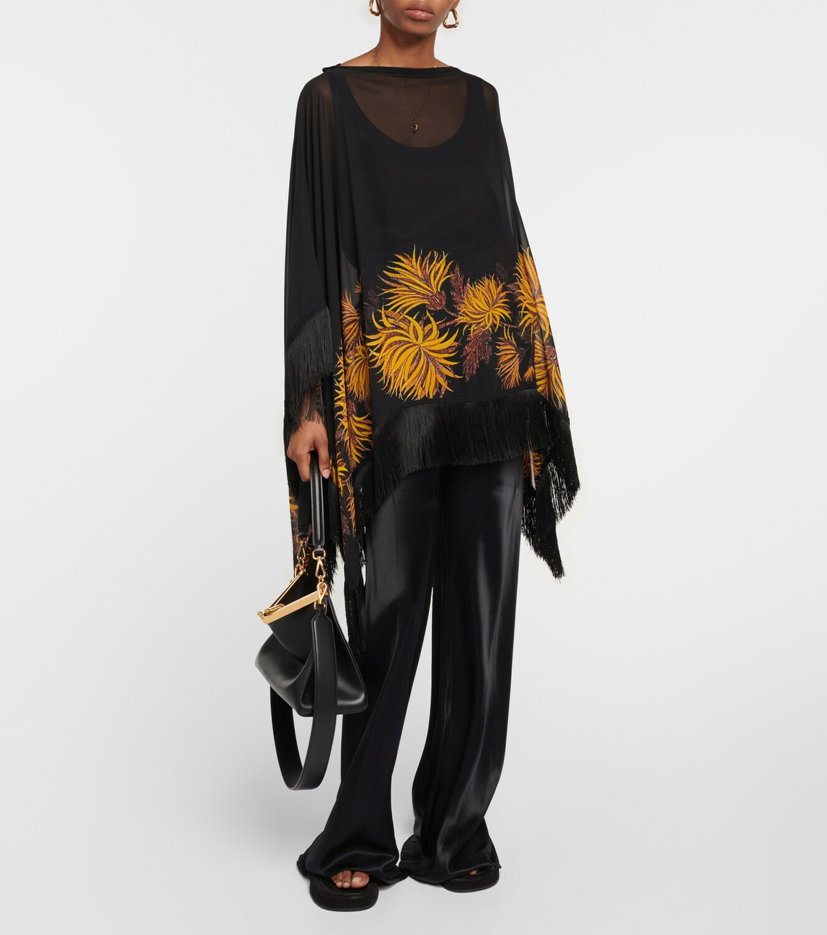 Etro Fringed printed silk cape Etro