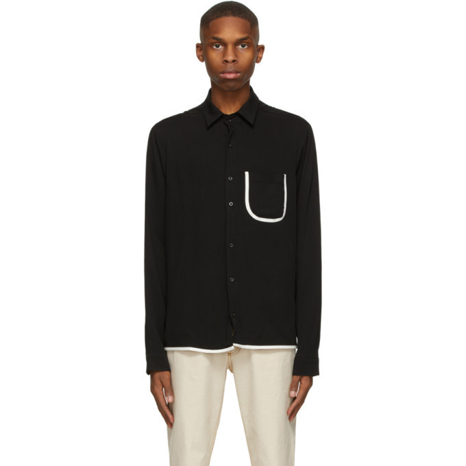 Daniel W. Fletcher Black and White Contrast Binding Shirt Daniel W