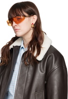 Bottega Veneta Gold Futuristic Shield Sunglasses