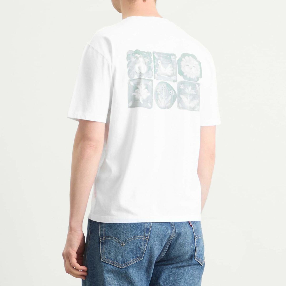 Drake's Men's 6 Tile Back Print Hiking T-Shirt in Ecru