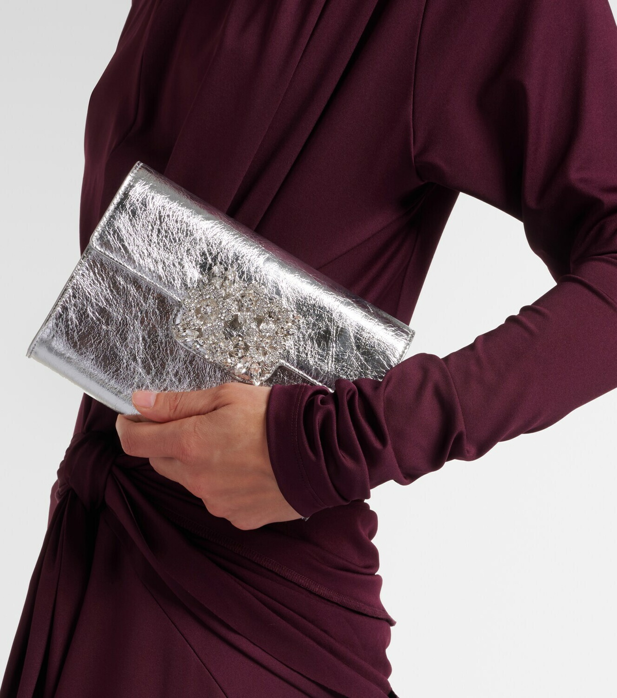 Roger Vivier Efflorescence Mini metallic leather clutch