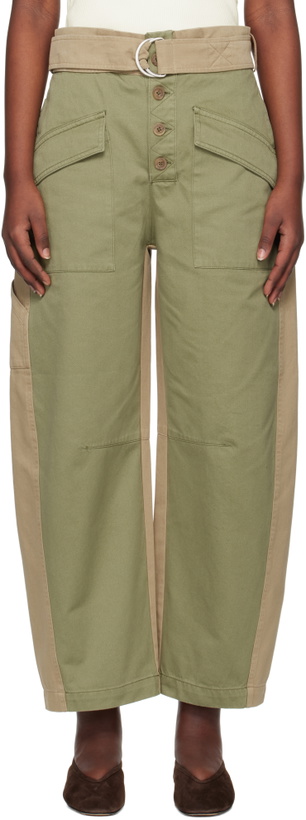 Photo: SEA NY Green & Beige Carolina Trousers