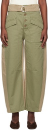 SEA NY Green & Beige Carolina Trousers