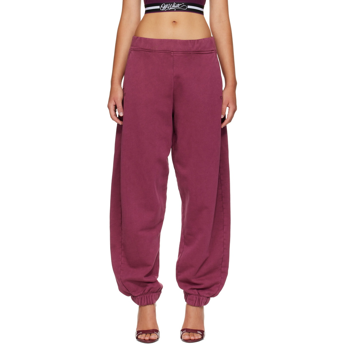 Off-White Burgundy 'Off' Stamp Balloon Sweatpants