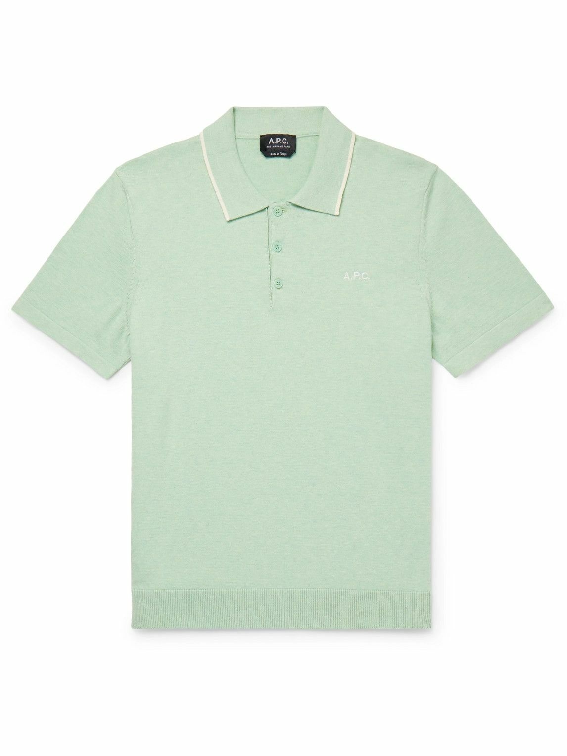 Photo: A.P.C. - Fynn Logo-Embroidered Cotton Polo Shirt - Green