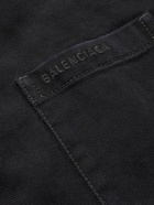 Balenciaga - Oversized Logo-Embroidered Padded Denim Shirt - Black