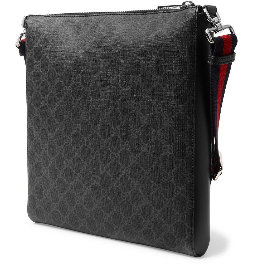 Gucci Leather-Trimmed Monogrammed Coated-Canvas Messenger Bag - ShopStyle
