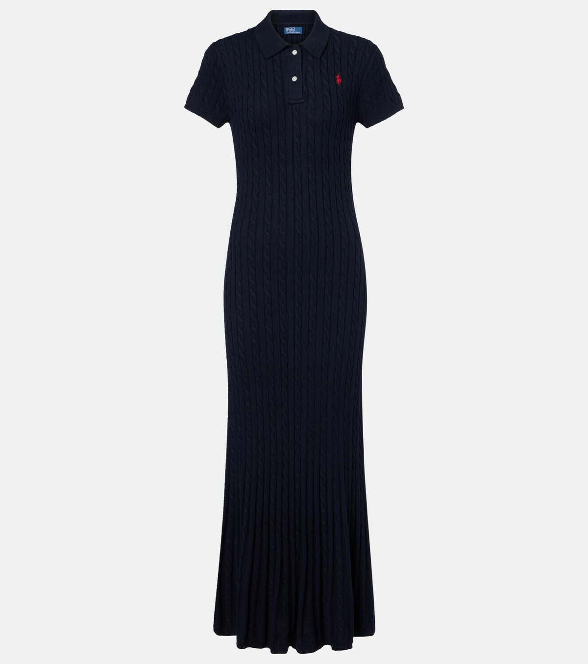 Polo Ralph Lauren Ribbed-knit cotton-blend polo dress