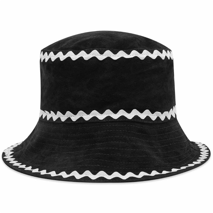Photo: Bode Men's Suede Rickrack Hat in White Black