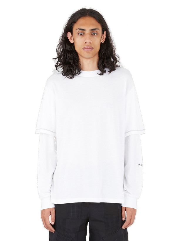 Photo: Double Layer Long Sleeve T-Shirt in White
