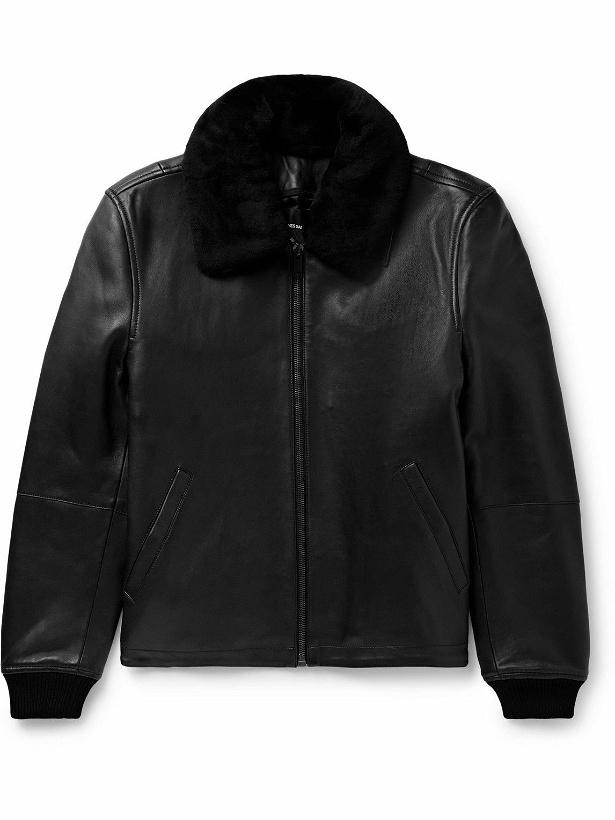Photo: Yves Salomon - Shearling-Trimmed Leather Jacket - Black