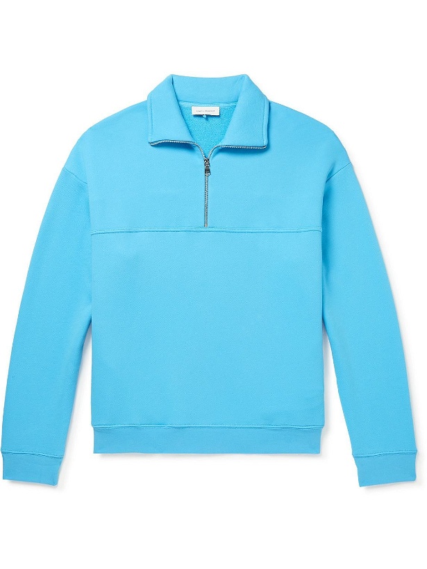 Photo: Ninety Percent - Organic Cotton-Jersey Half-Zip Sweatshirt - Blue