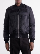 Rick Owens - Two-Piece Buckled Rib-Trimmed Satin Bomber Jacket - Black