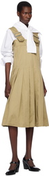 Comme des Garçons Comme des Garçons Khaki Cotton Twill Garment Washed Midi Dress