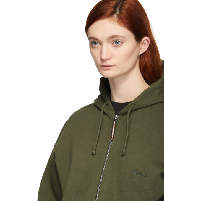 Vetements Khaki Elbow Holes Zip-Up Hoodie