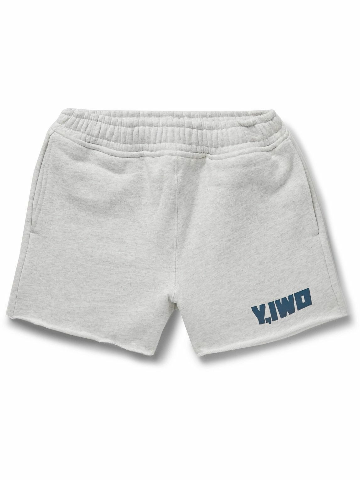 Photo: Y,IWO - Straight-Leg Logo-Print Cotton-Jersey Shorts - Gray