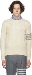 Thom Browne Off-White Wool 4-Bar Sweater