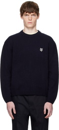 Maison Kitsuné Navy Fox Head Lambswool Comfort Sweater