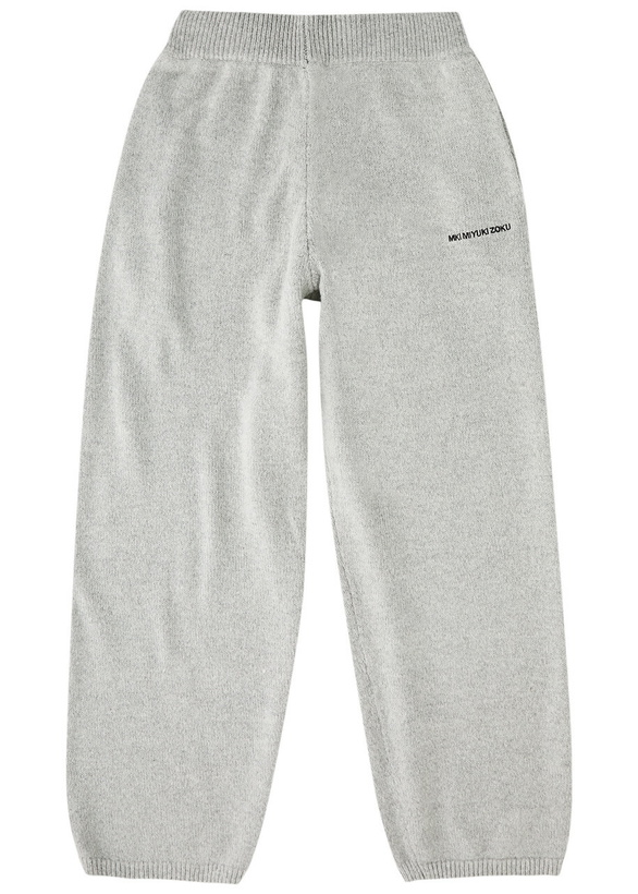 Photo: Mki Miyuki Zoku Logo-embroidered Knitted Sweatpants Light Grey
