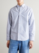 NN07 - Colby 5910 Button-Down Collar Striped Organic Cotton Oxford Shirt - Blue