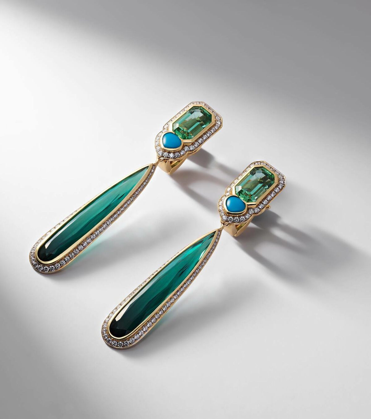 Marina B Quarta 18kt gold earrings with diamonds and gemstones