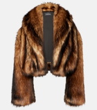 David Koma Cropped oversized faux fur coat