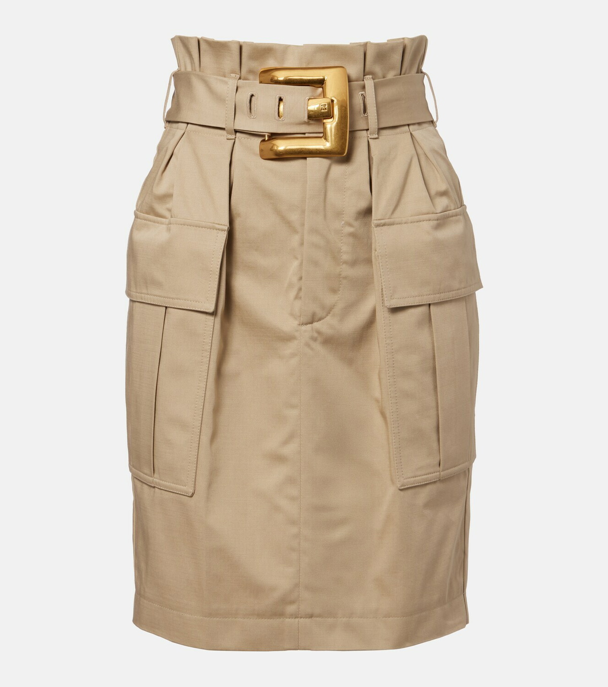 Balmain Belted cotton gabardine miniskirt