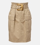 Balmain Belted cotton gabardine miniskirt