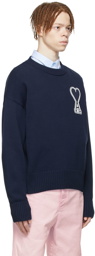 AMI Alexandre Mattiussi SSENSE Exclusive Navy Ami de Cœur Sweater