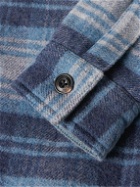 Faherty - CPO Fleece-Lined Checked Cotton and Wool-Blend Overshirt - Blue