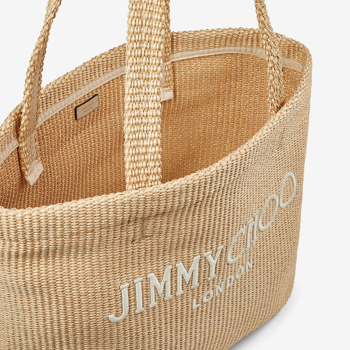 【Jimmy Choo】BEACH TOTE E/W◆0000095134TYJ Beach Tote East-West | Gold Metallic Raffia Tote Bag | JIMMY