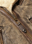 Polo Ralph Lauren - Shearling-Lined Panelled-Leather Biker Jacket - Brown