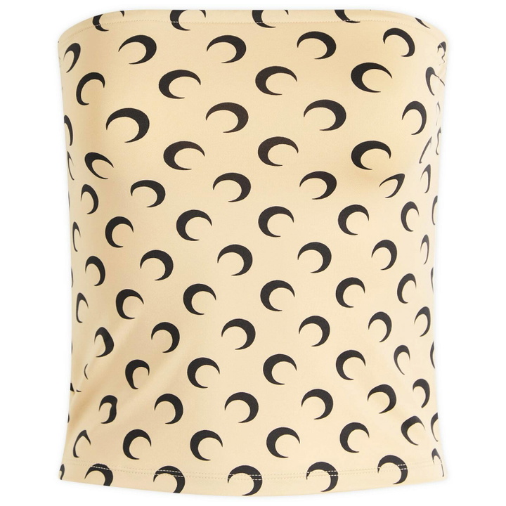 Photo: Marine Serre Women's Moon Printed Sleeveless Tube Top in Tan
