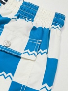 Atalaye - Otzea Mid-Length Printed Recycled Swim Shorts - Blue