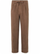 Stoffa - Throwing Fits Straight-Leg Cotton and Cashmere-Blend Drawstring Trousers - Brown
