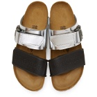 Rick Owens Black and Silver Birkenstock Edition Rotterdam Combo Sandals